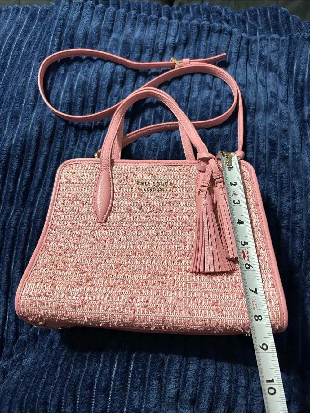 Kate Spade Pink Textured Shoulder Bag with Tassel